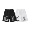 LV Shorts Black Script Embroidery