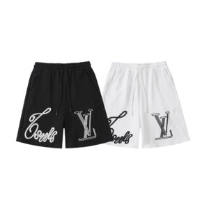 06b81833.jpg LV Shorts Black Script Embroidery