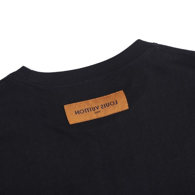 LV T-shirt Black Embroidered Logo