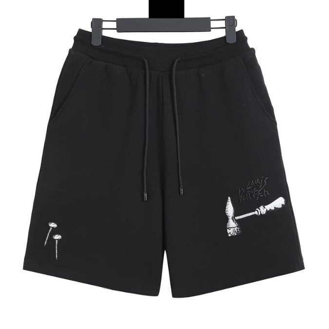 LV Shorts Black Embroidered Tools