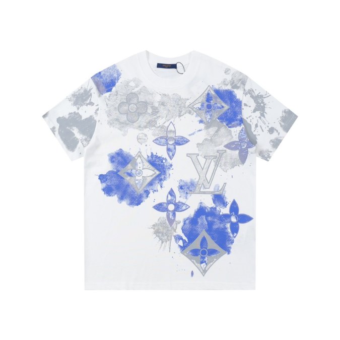 1-61.jpg LV T-shirt White Blue Print