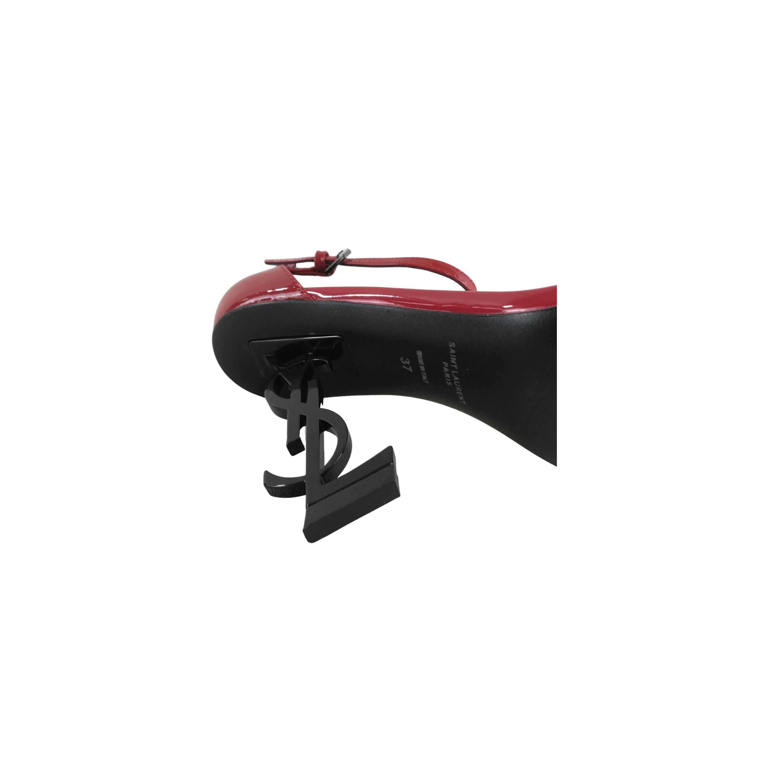 OPYM SANDALO ROSSO VERNICE TACCO NERO LUCIDO