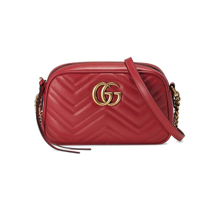 BORSA A SPALLA DONNA GG MARMONT MATELASSÉ PICCOLA ROSSO