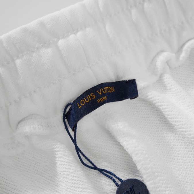 LV Shorts White Black Logo