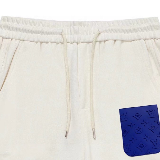 LV Shorts White Blue Pocket
