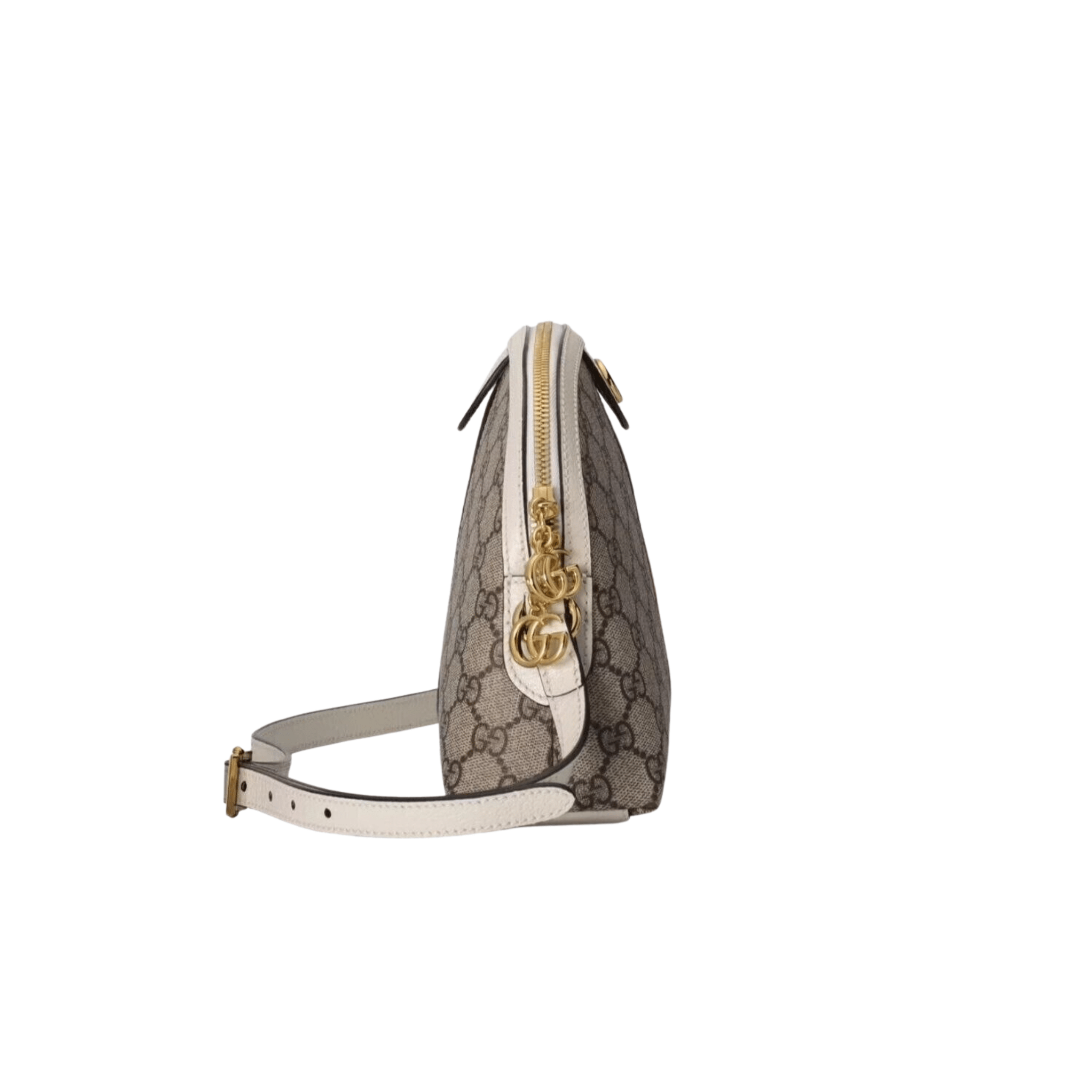 BORSA A SPALLA DONNA OPHIDIA GG SUPREME PICCOLA BEIGE ED EBANO