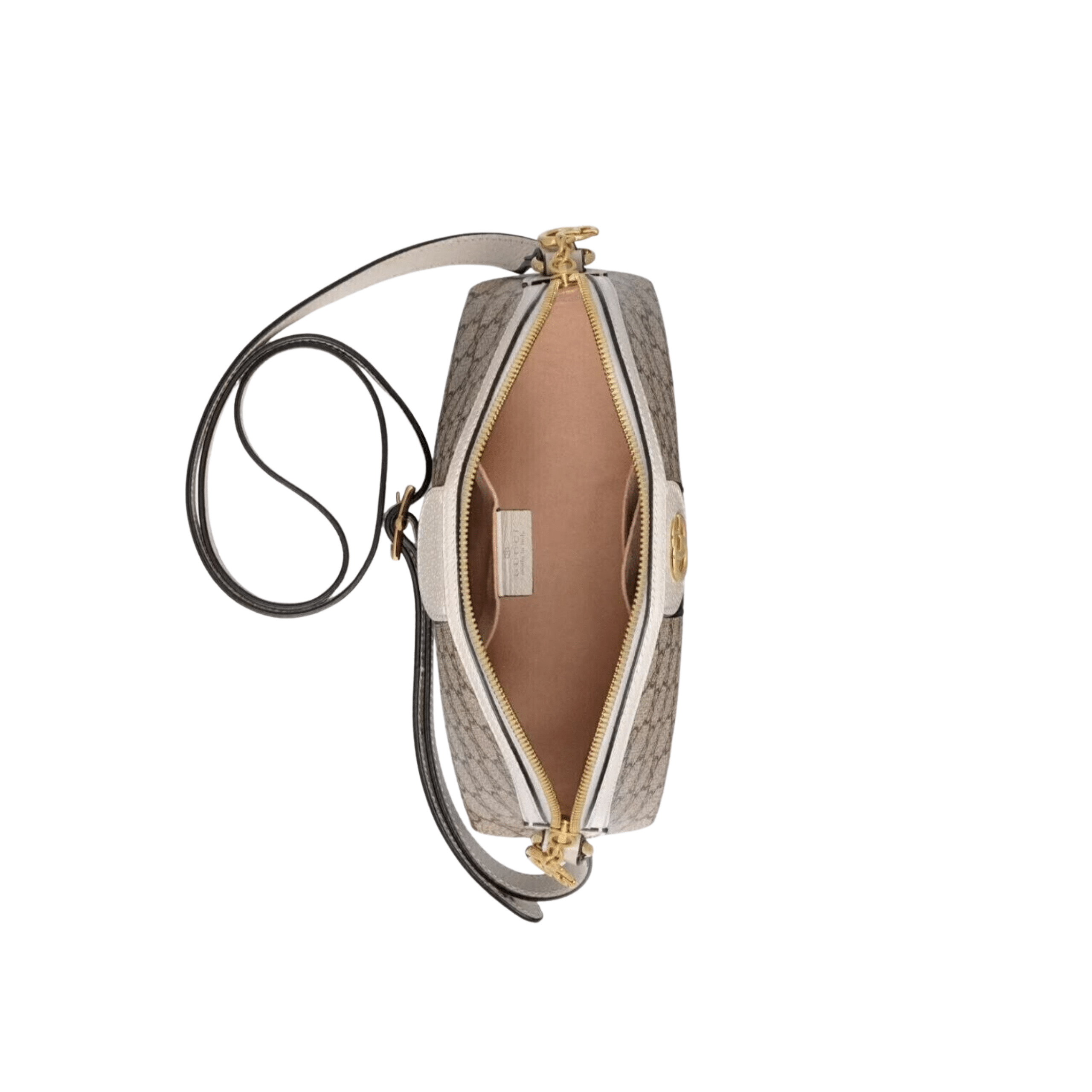 BORSA A SPALLA DONNA OPHIDIA GG SUPREME PICCOLA BEIGE ED EBANO