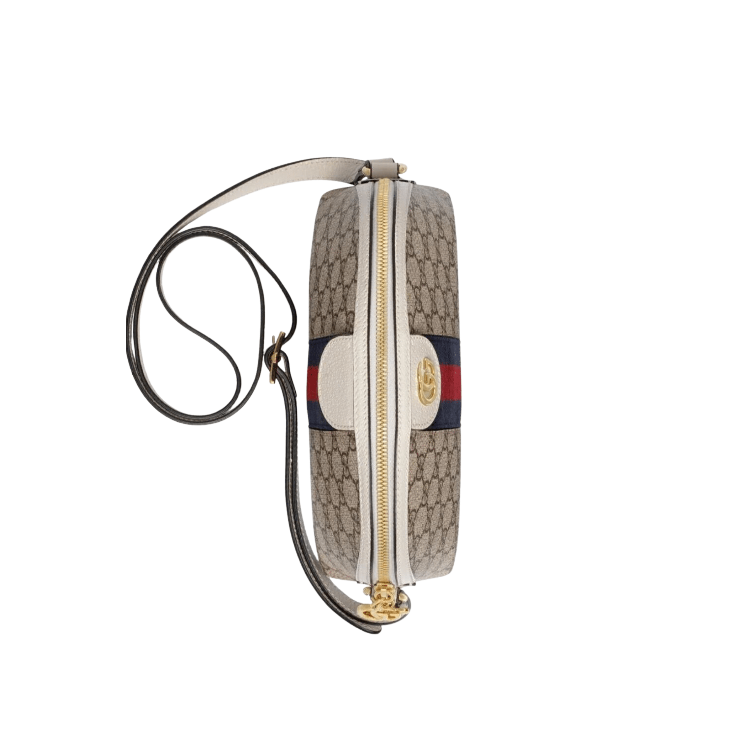 BORSA A SPALLA DONNA OPHIDIA GG SUPREME PICCOLA BEIGE ED EBANO