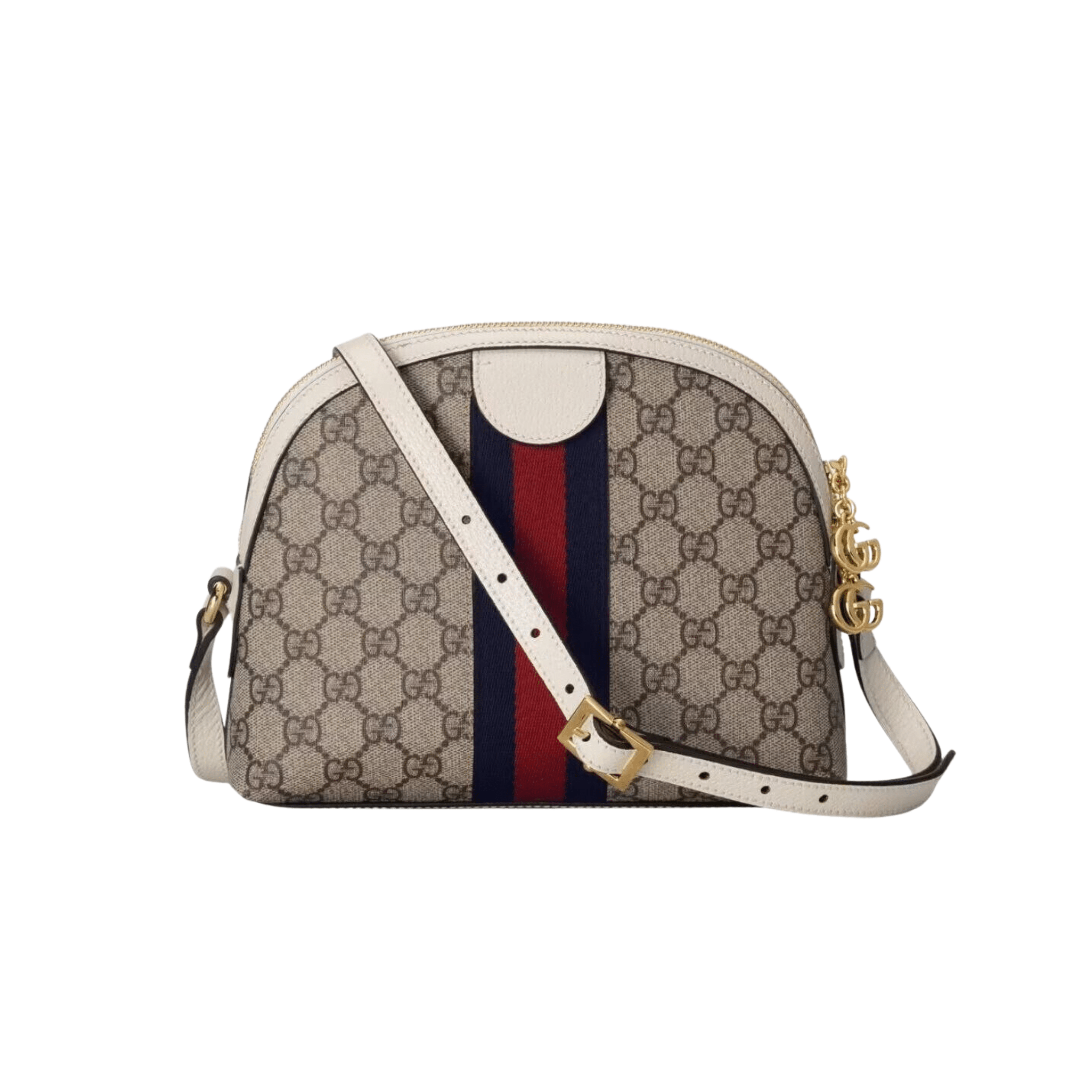 BORSA A SPALLA DONNA OPHIDIA GG SUPREME PICCOLA BEIGE ED EBANO