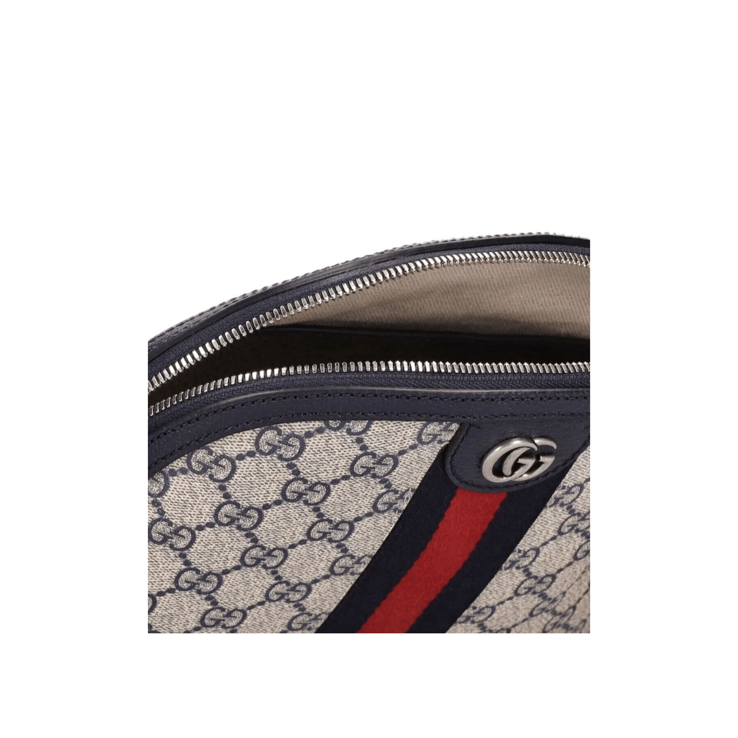 BORSA A SPALLA DONNA OPHIDIA GG SUPREME PICCOLA BLU E BEIGE