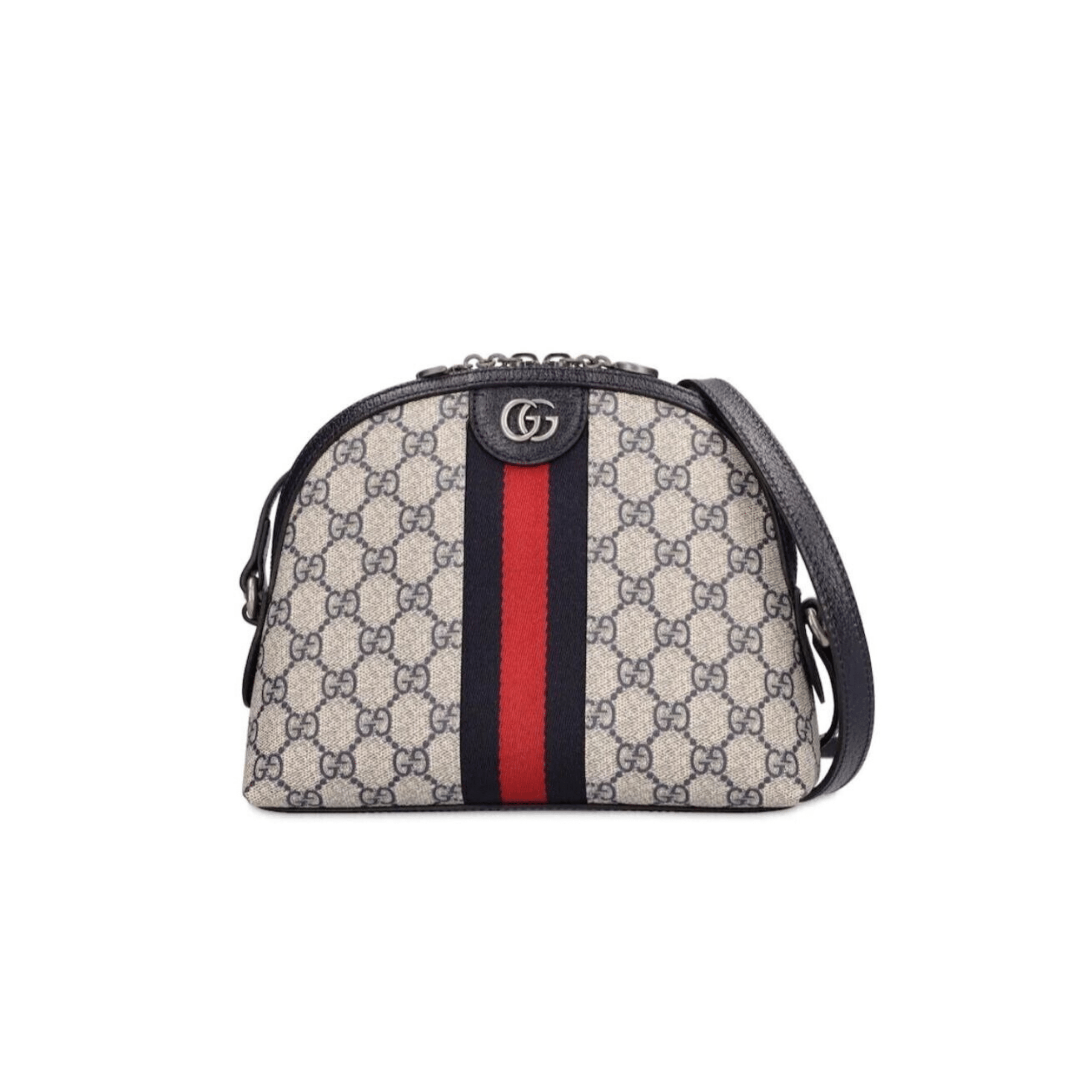 BORSA A SPALLA DONNA OPHIDIA GG SUPREME PICCOLA BLU E BEIGE