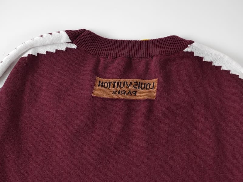 LV T-shirt Short-Sleeved Cotton Intarsia Crewneck