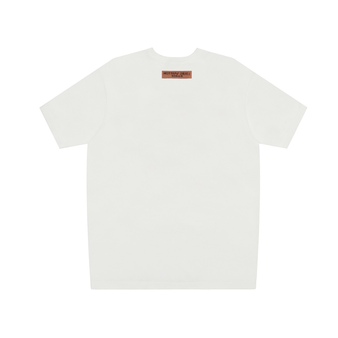 LV T-shirt White Pink Logo