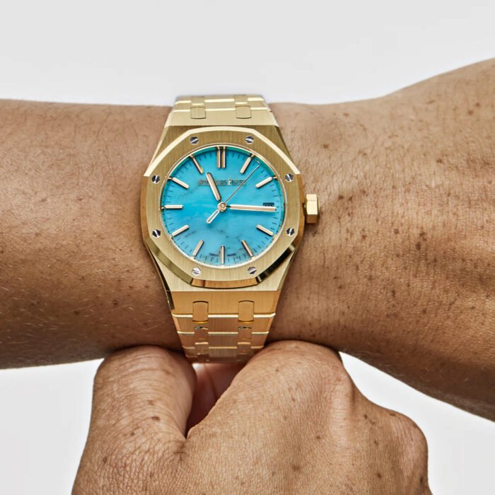 AP Royal Oak Selfwinding 15550BA.OO.1356BA.01 Yellow Gold Blue Turquoise Dial