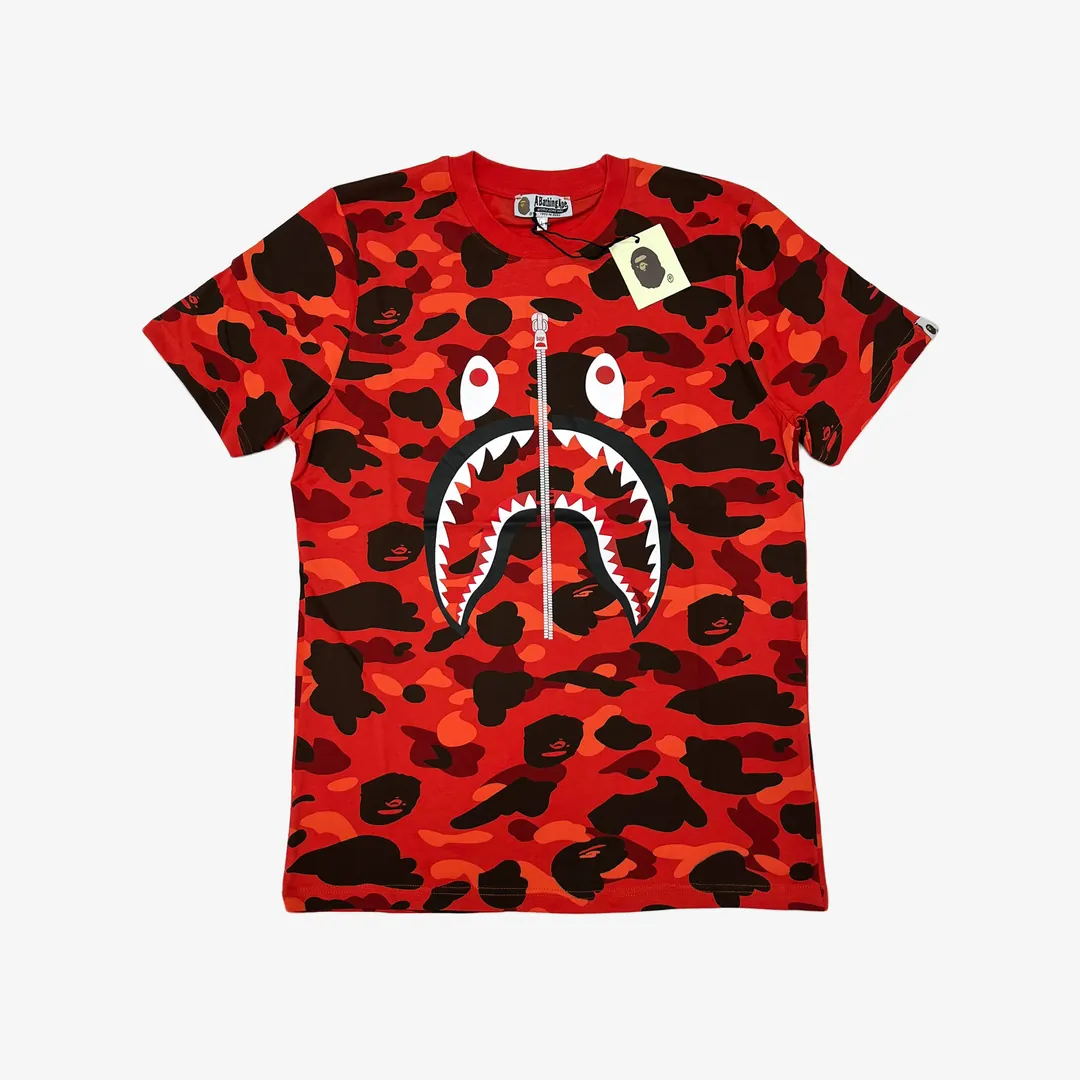 bape46.webp BP T-Shirt Camo Shark Red