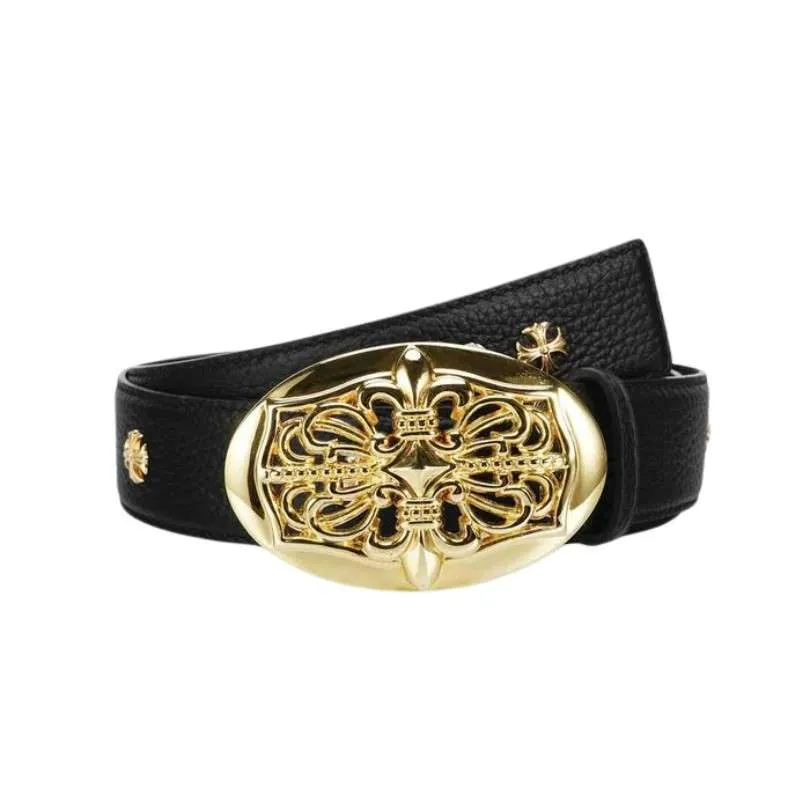 belt-chrome-hearts-black-leather-gold-buckle-ch067.webp Belt Chrome Hearts Black Leather Gold Buckle CH067
