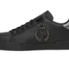Calfskin nappa Portofino sneakers with crown patch Black