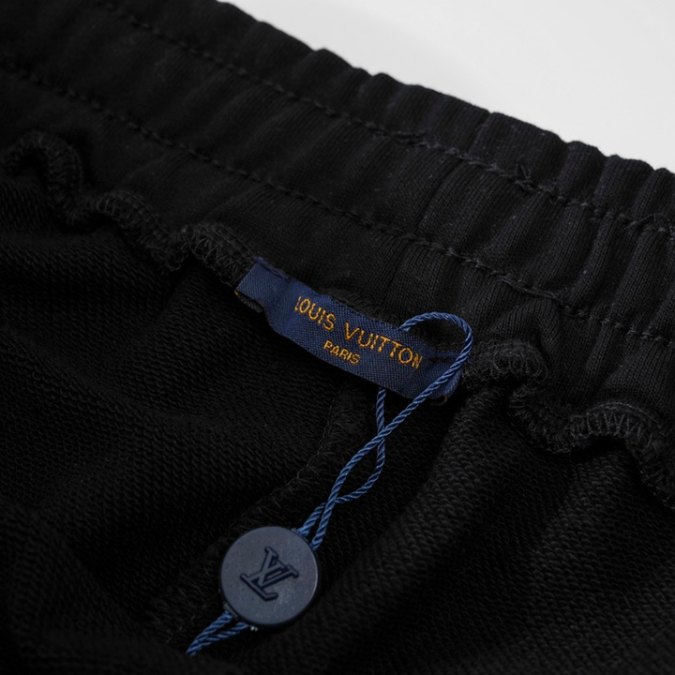LV Shorts Black Script Embroidery
