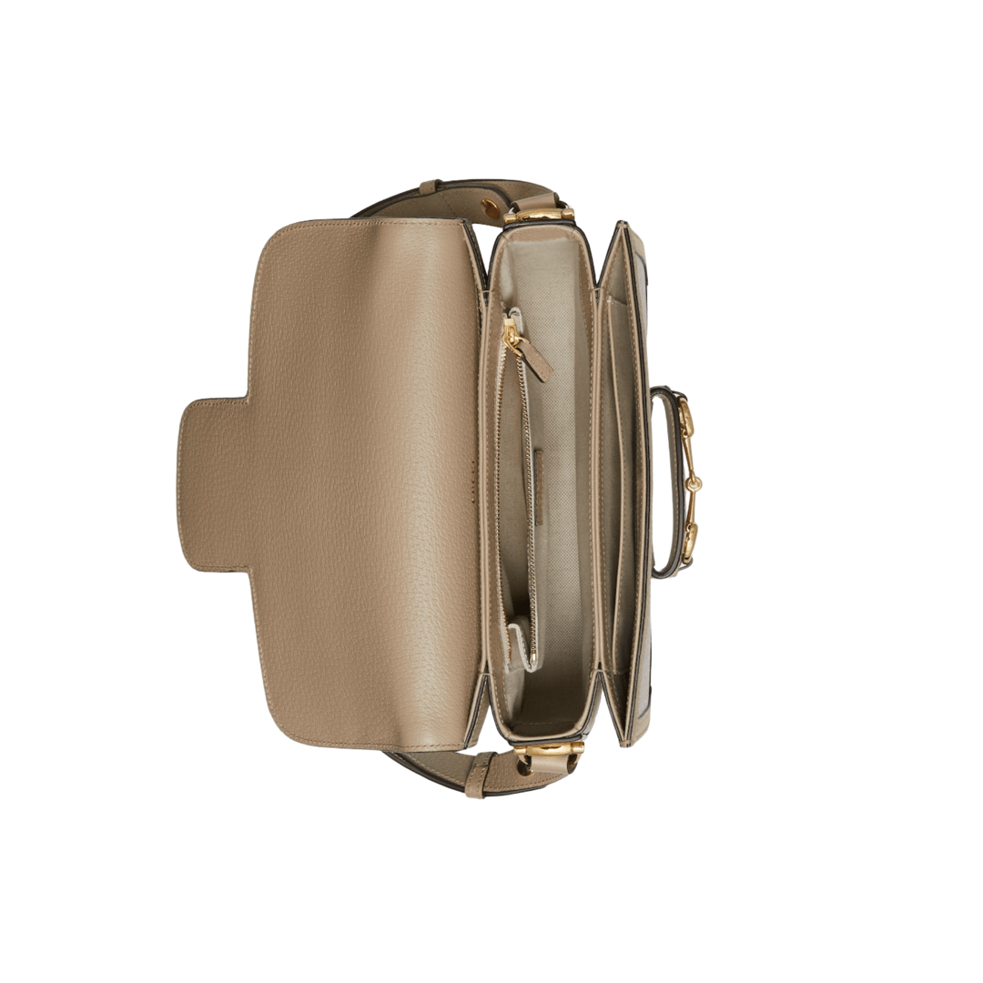 BORSA A SPALLA HORSEBIT 1955 PICCOLA IN TESSUTO GG SUPREME BEIGE ED EBANO
