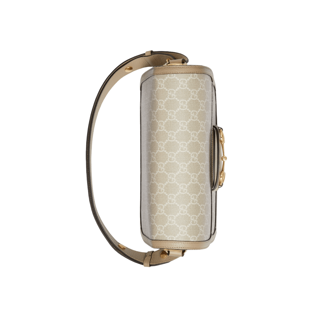 BORSA A SPALLA HORSEBIT 1955 PICCOLA IN TESSUTO GG SUPREME BEIGE ED EBANO