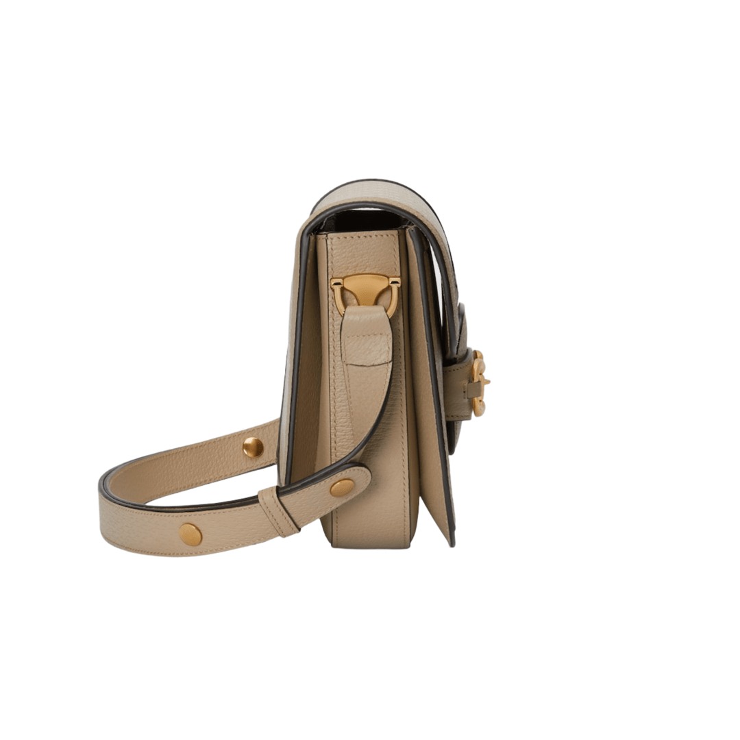BORSA A SPALLA HORSEBIT 1955 PICCOLA IN TESSUTO GG SUPREME BEIGE ED EBANO