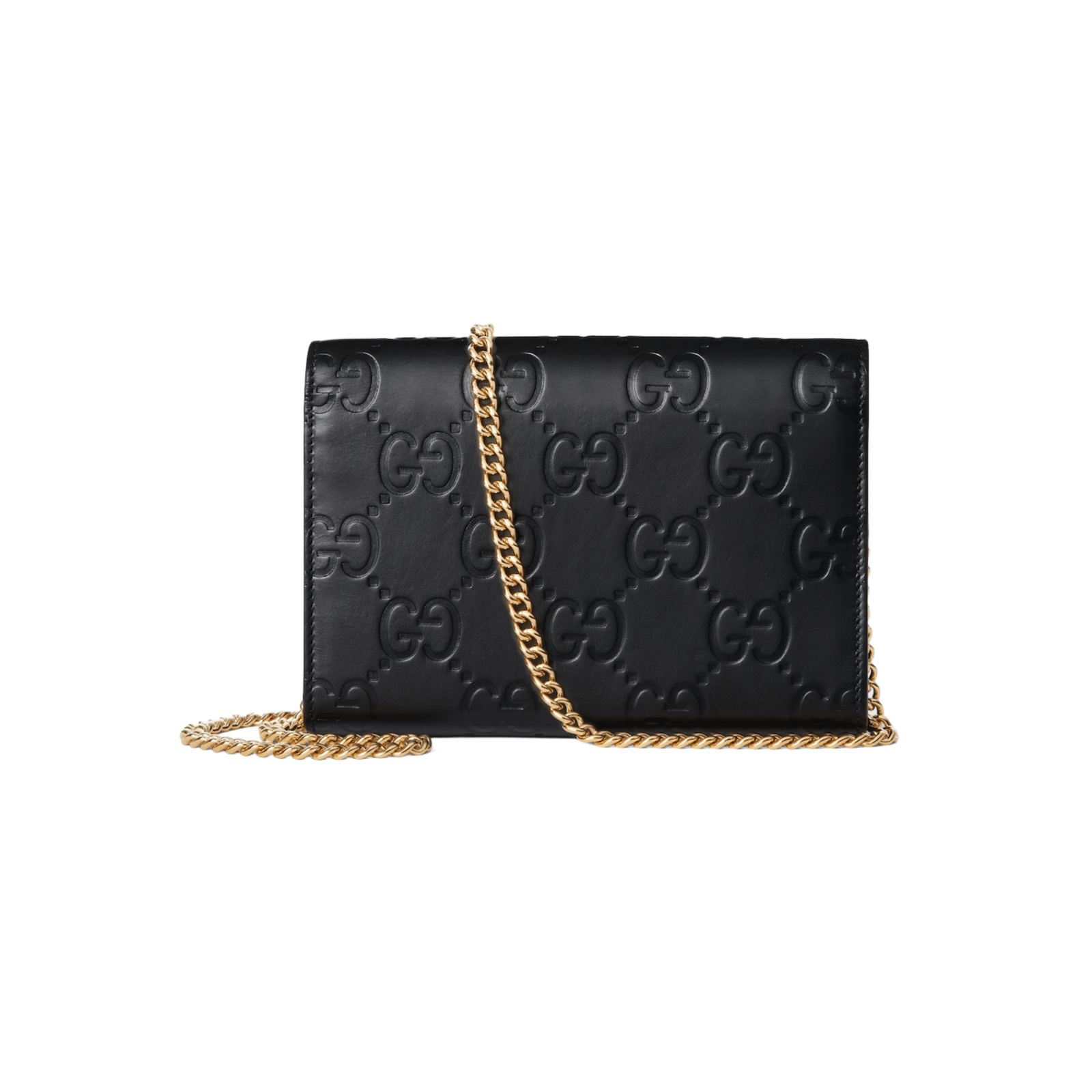 PORTAFOGLIO IN PELLE GG CON CATENA NERO