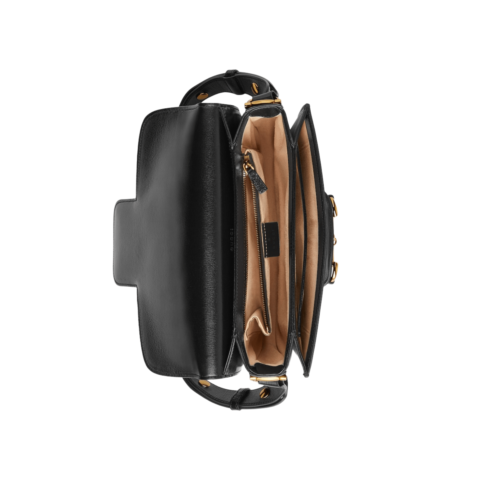 BORSA A SPALLA HORSEBIT 1955 IN PELLE LISCIA NERO