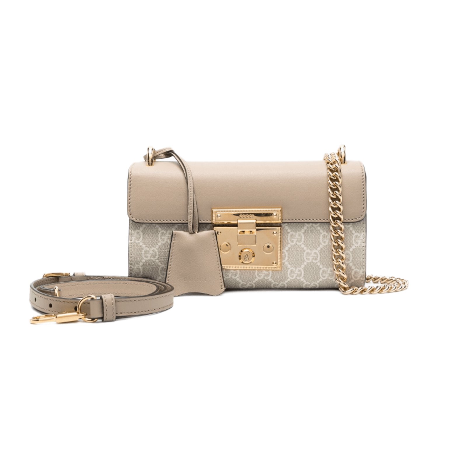 BORSA MINI A TRACOLLA PADLOCK GG SUPREME BIANCO BEIGE AVENA