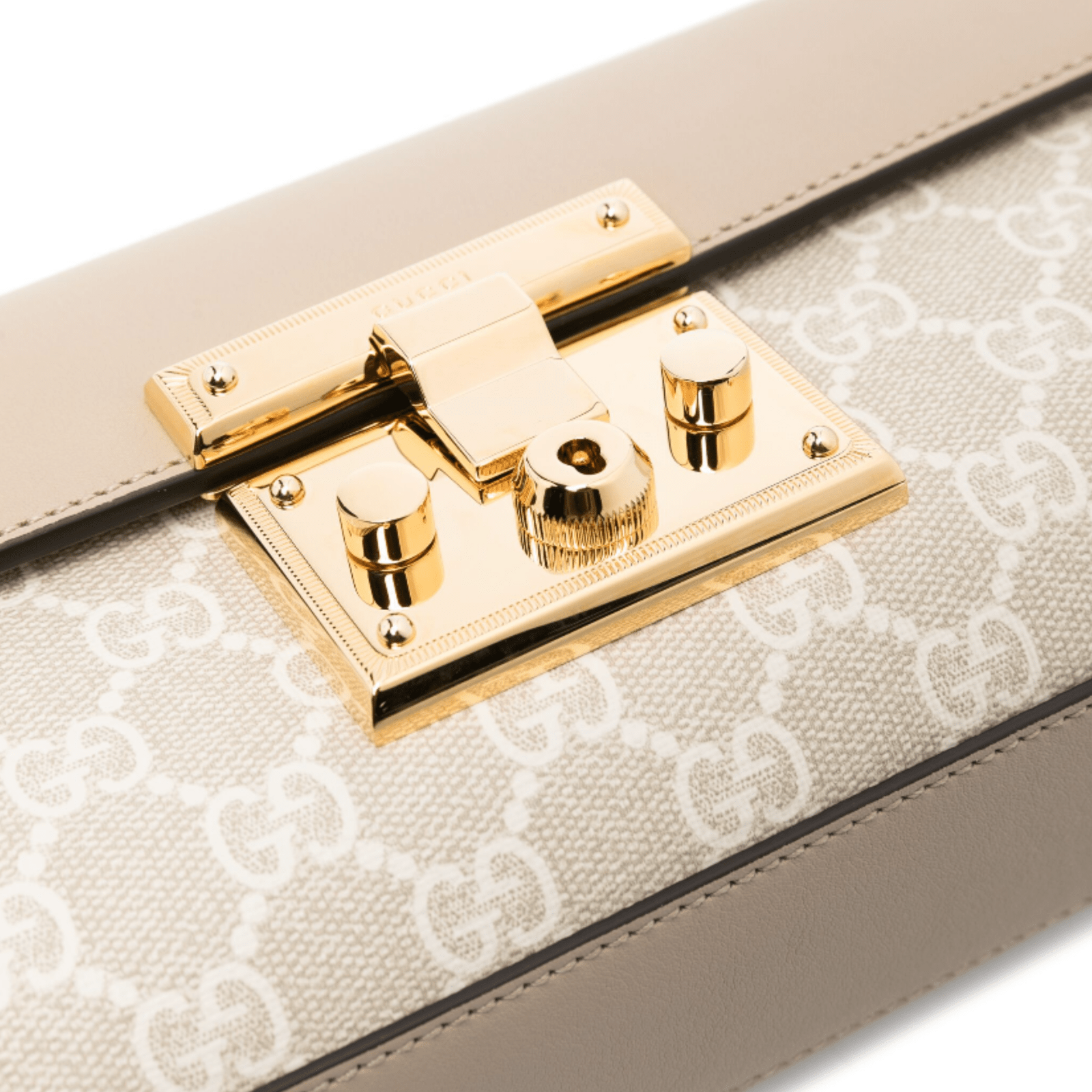 BORSA MINI A TRACOLLA PADLOCK GG SUPREME BIANCO BEIGE AVENA