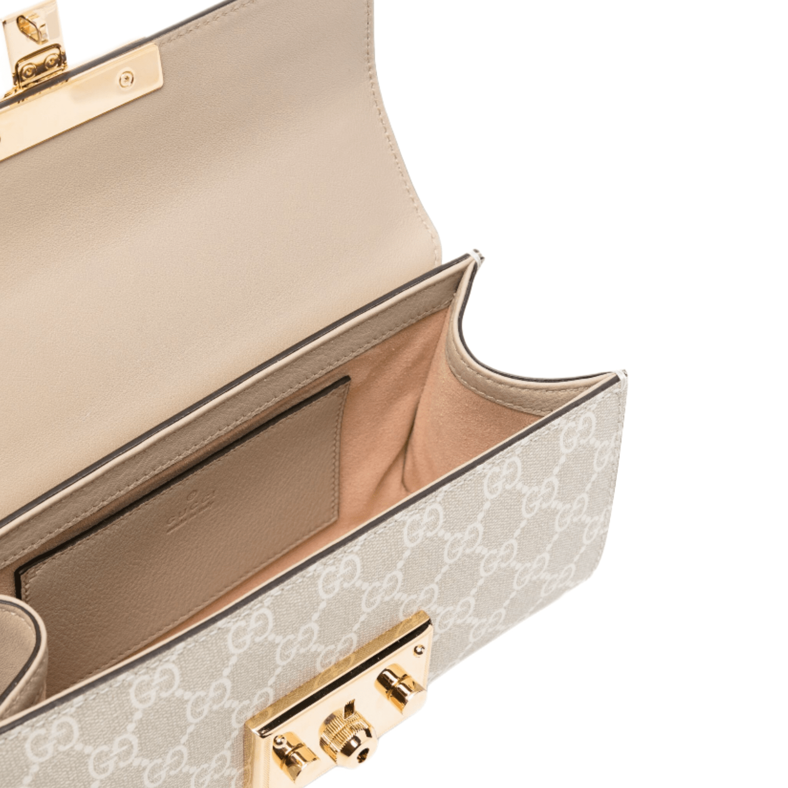 BORSA MINI A TRACOLLA PADLOCK GG SUPREME BIANCO BEIGE AVENA