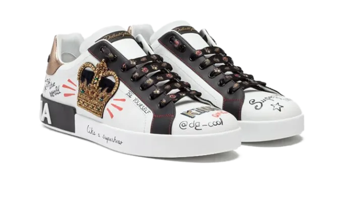 Portofino sneakers in printed nappa calfskin with patch White