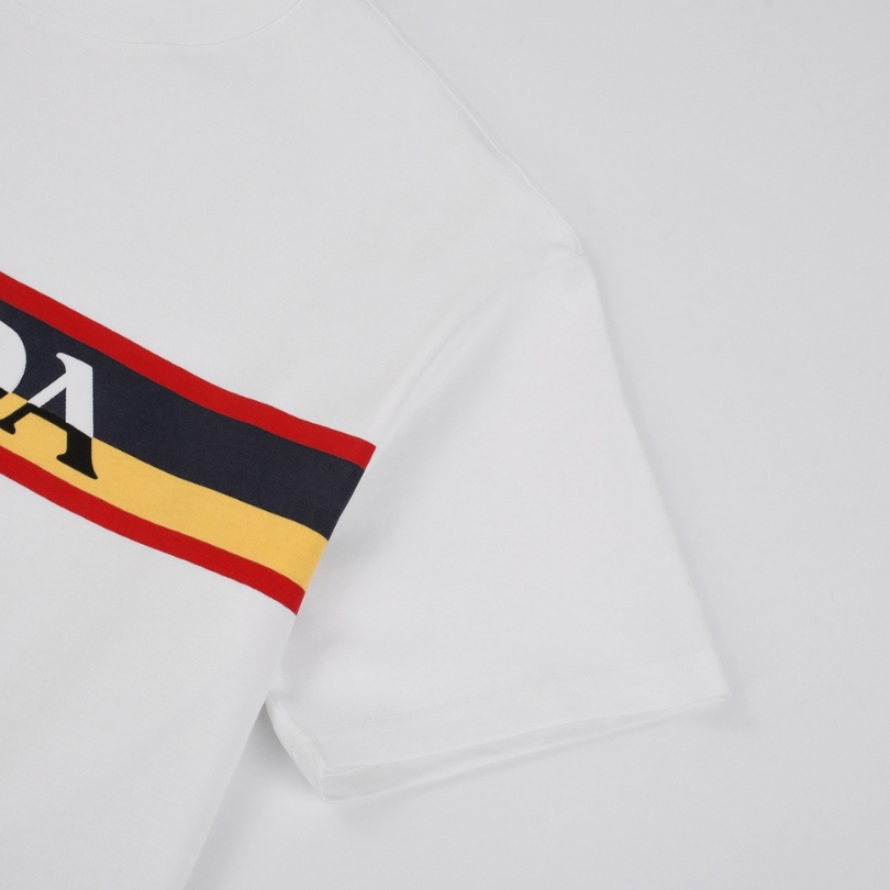 PRD T-shirt Stripe Logo White