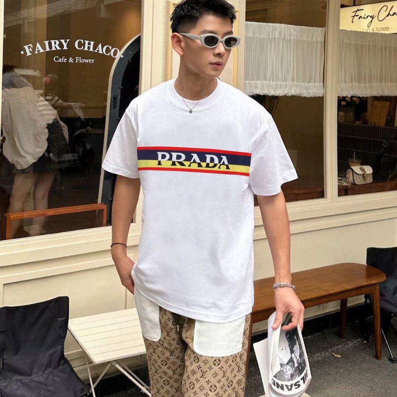 PRD T-shirt Stripe Logo White