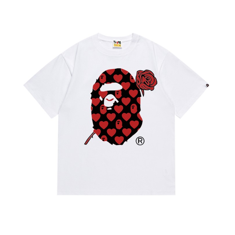 BP T-shirt Heart Ape Head Rose White