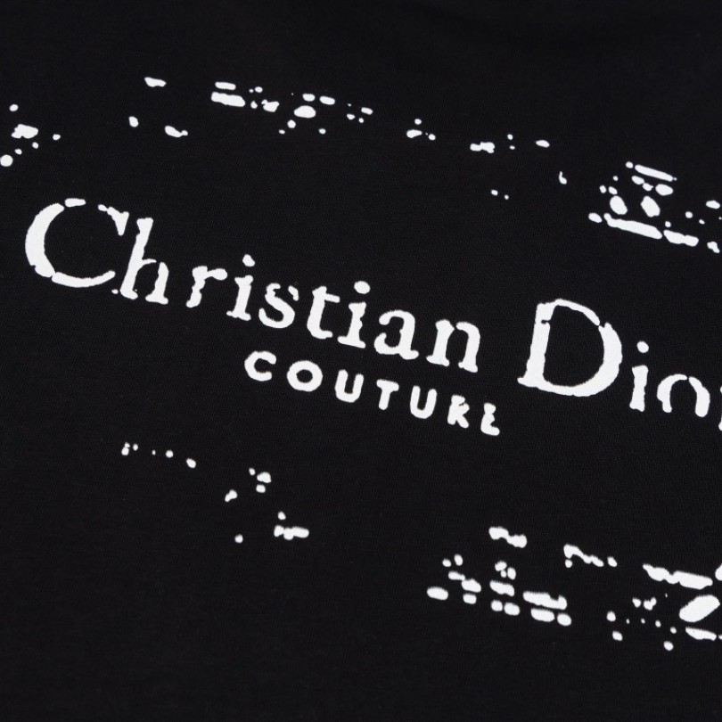 CD T-shirt Black Distressed Logo Couture
